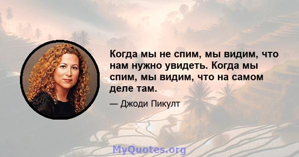 Когда мы не спим, мы видим, что нам нужно увидеть. Когда мы спим, мы видим, что на самом деле там.