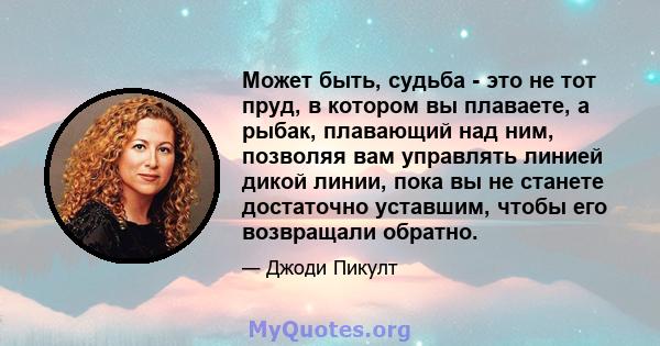 Может быть, судьба - это не тот пруд, в котором вы плаваете, а рыбак, плавающий над ним, позволяя вам управлять линией дикой линии, пока вы не станете достаточно уставшим, чтобы его возвращали обратно.