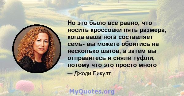 Но это было все равно, что носить кроссовки пять размера, когда ваша нога составляет семь- вы можете обойтись на несколько шагов, а затем вы отправитесь и сняли туфли, потому что это просто много