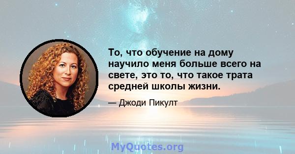 То, что обучение на дому научило меня больше всего на свете, это то, что такое трата средней школы жизни.