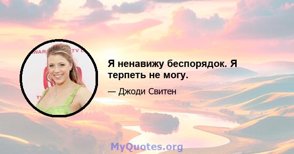 Я ненавижу беспорядок. Я терпеть не могу.