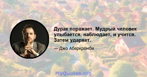 Дурак поражает. Мудрый человек улыбается, наблюдает, и учится. Затем ударяет.