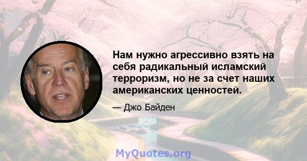 Нам нужно агрессивно взять на себя радикальный исламский терроризм, но не за счет наших американских ценностей.