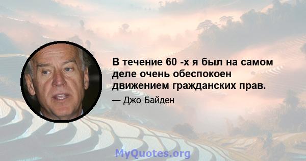 В течение 60 -х я был на самом деле очень обеспокоен движением гражданских прав.