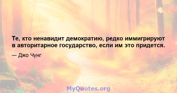 Те, кто ненавидит демократию, редко иммигрируют в авторитарное государство, если им это придется.