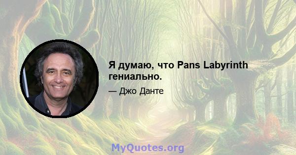 Я думаю, что Pans Labyrinth гениально.