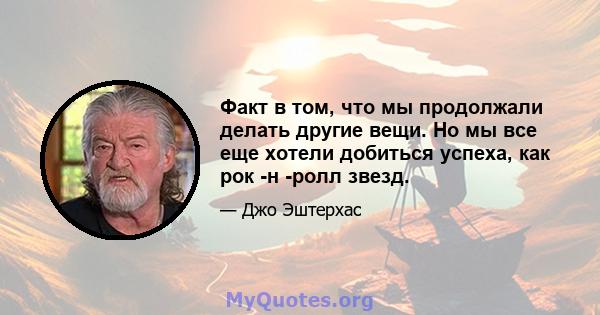 Факт в том, что мы продолжали делать другие вещи. Но мы все еще хотели добиться успеха, как рок -н -ролл звезд.