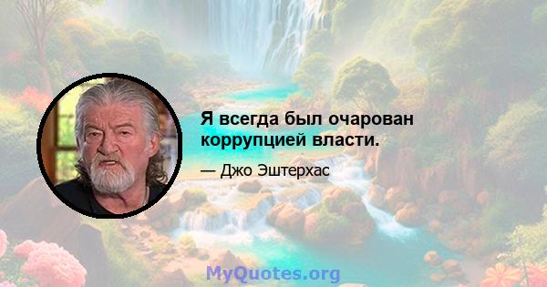 Я всегда был очарован коррупцией власти.