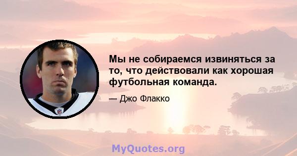 Мы не собираемся извиняться за то, что действовали как хорошая футбольная команда.