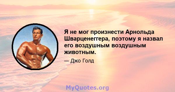 Я не мог произнести Арнольда Шварценеггера, поэтому я назвал его воздушным воздушным животным.