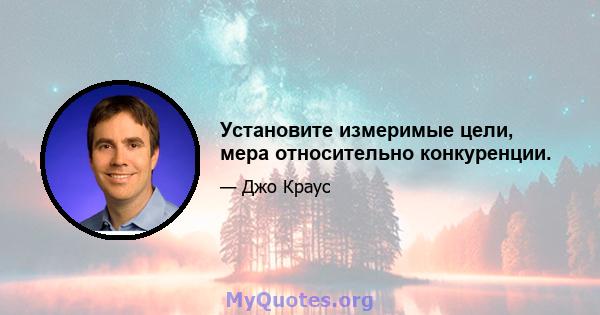 Установите измеримые цели, мера относительно конкуренции.