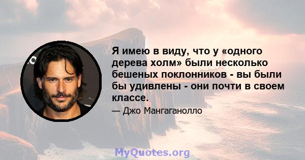 Я имею в виду, что у «одного дерева холм» были несколько бешеных поклонников - вы были бы удивлены - они почти в своем классе.