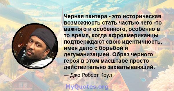 Черная пантера - это историческая возможность стать частью чего -то важного и особенного, особенно в то время, когда афроамериканцы подтверждают свою идентичность, имея дело с борьбой и дегуманизацией. Образ черного