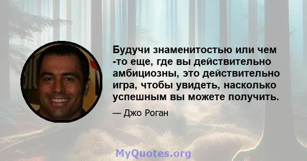 Будучи знаменитостью или чем -то еще, где вы действительно амбициозны, это действительно игра, чтобы увидеть, насколько успешным вы можете получить.