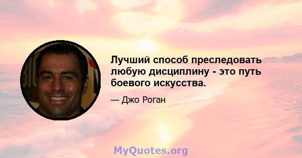 Лучший способ преследовать любую дисциплину - это путь боевого искусства.