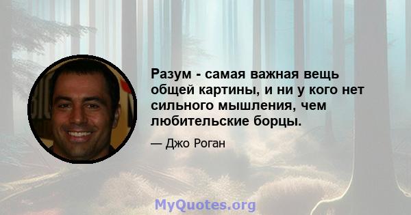 Разум - самая важная вещь общей картины, и ни у кого нет сильного мышления, чем любительские борцы.