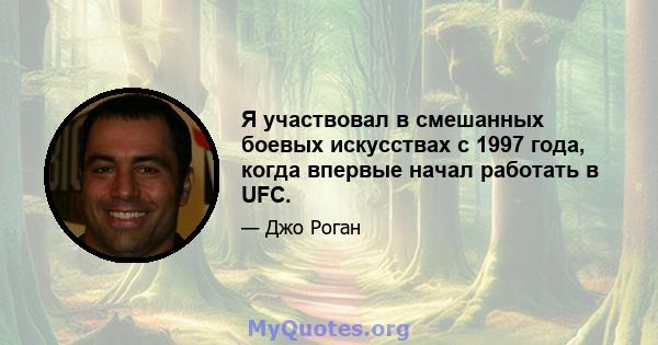 Я участвовал в смешанных боевых искусствах с 1997 года, когда впервые начал работать в UFC.