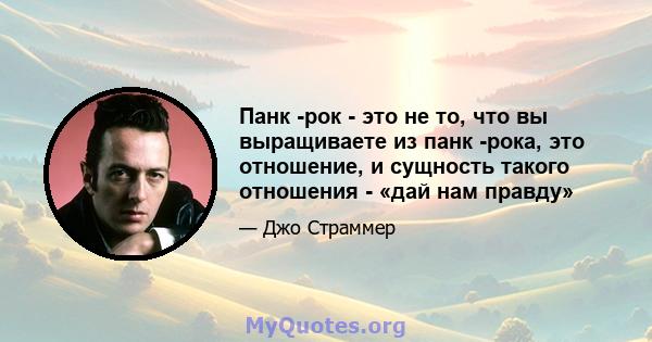 Панк -рок - это не то, что вы выращиваете из панк -рока, это отношение, и сущность такого отношения - «дай нам правду»