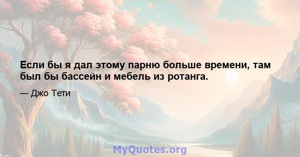 Если бы я дал этому парню больше времени, там был бы бассейн и мебель из ротанга.