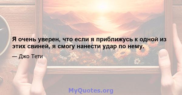 Я очень уверен, что если я приближусь к одной из этих свиней, я смогу нанести удар по нему.