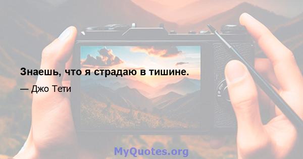 Знаешь, что я страдаю в тишине.