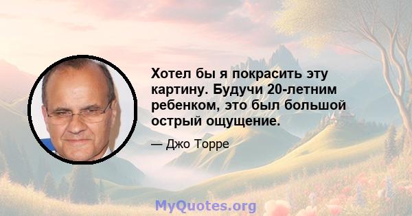 Хотел бы я покрасить эту картину. Будучи 20-летним ребенком, это был большой острый ощущение.