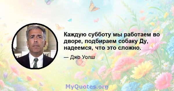 Каждую субботу мы работаем во дворе, подбираем собаку Ду, надеемся, что это сложно.