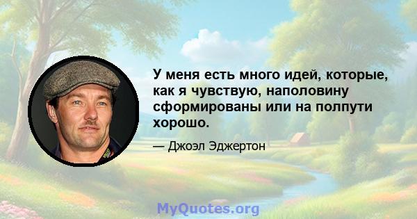 У меня есть много идей, которые, как я чувствую, наполовину сформированы или на полпути хорошо.