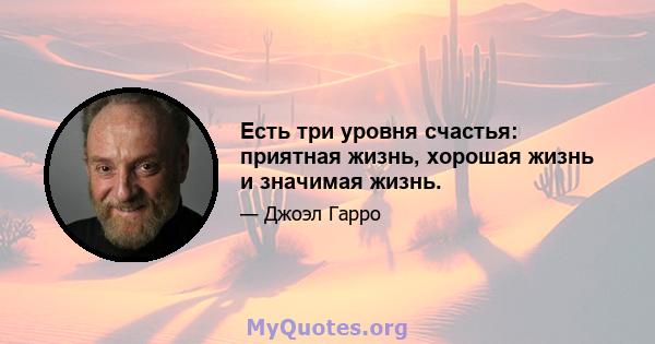 Есть три уровня счастья: приятная жизнь, хорошая жизнь и значимая жизнь.