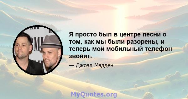 Я просто был в центре песни о том, как мы были разорены, и теперь мой мобильный телефон звонит.