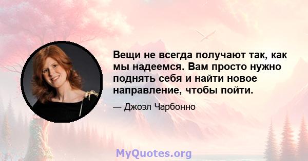 Вещи не всегда получают так, как мы надеемся. Вам просто нужно поднять себя и найти новое направление, чтобы пойти.