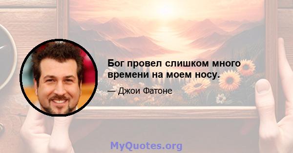 Бог провел слишком много времени на моем носу.