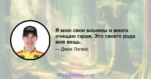 Я мою свои машины и много очищаю гараж. Это своего рода моя вещь.