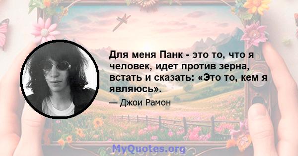 Для меня Панк - это то, что я человек, идет против зерна, встать и сказать: «Это то, кем я являюсь».