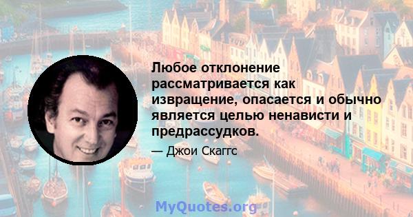 Любое отклонение рассматривается как извращение, опасается и обычно является целью ненависти и предрассудков.