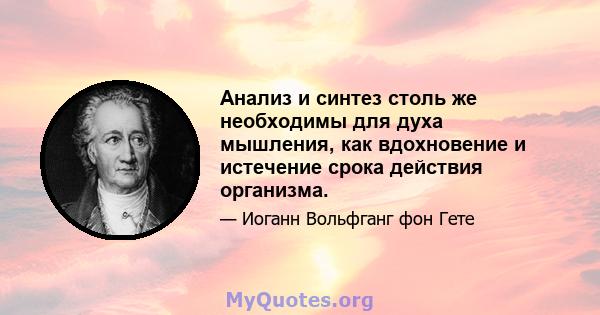 Анализ и синтез столь же необходимы для духа мышления, как вдохновение и истечение срока действия организма.