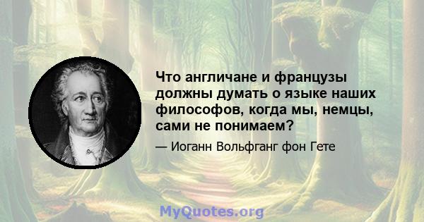 Что англичане и французы должны думать о языке наших философов, когда мы, немцы, сами не понимаем?