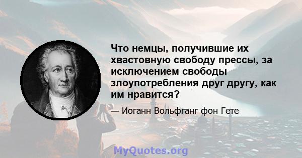 Что немцы, получившие их хвастовную свободу прессы, за исключением свободы злоупотребления друг другу, как им нравится?