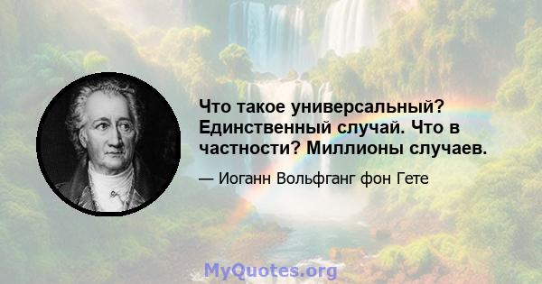 Что такое универсальный? Единственный случай. Что в частности? Миллионы случаев.