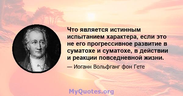 Что является истинным испытанием характера, если это не его прогрессивное развитие в суматохе и суматохе, в действии и реакции повседневной жизни.