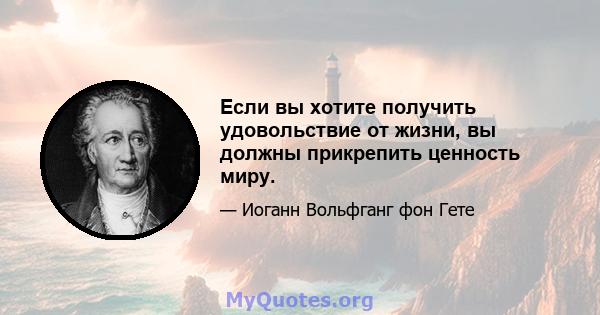 Если вы хотите получить удовольствие от жизни, вы должны прикрепить ценность миру.