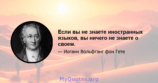 Если вы не знаете иностранных языков, вы ничего не знаете о своем.