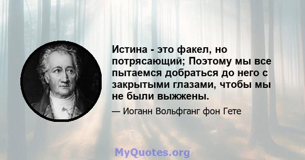 Истина - это факел, но потрясающий; Поэтому мы все пытаемся добраться до него с закрытыми глазами, чтобы мы не были выжжены.