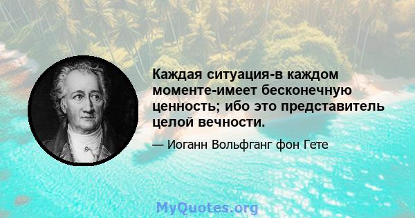 Каждая ситуация-в каждом моменте-имеет бесконечную ценность; ибо это представитель целой вечности.