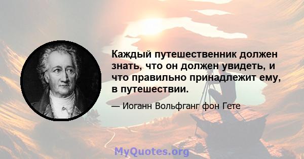 Каждый путешественник должен знать, что он должен увидеть, и что правильно принадлежит ему, в путешествии.