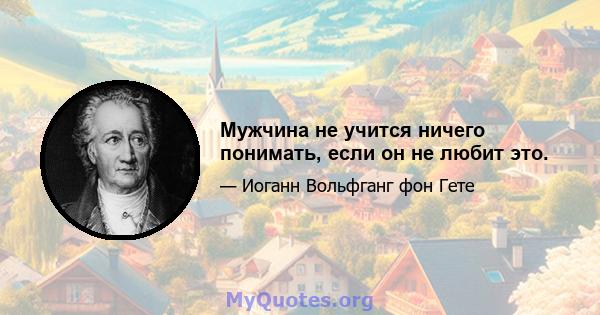 Мужчина не учится ничего понимать, если он не любит это.