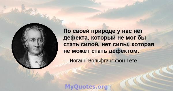 По своей природе у нас нет дефекта, который не мог бы стать силой, нет силы, которая не может стать дефектом.