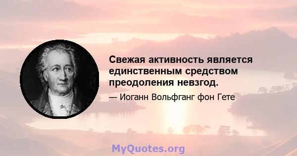 Свежая активность является единственным средством преодоления невзгод.