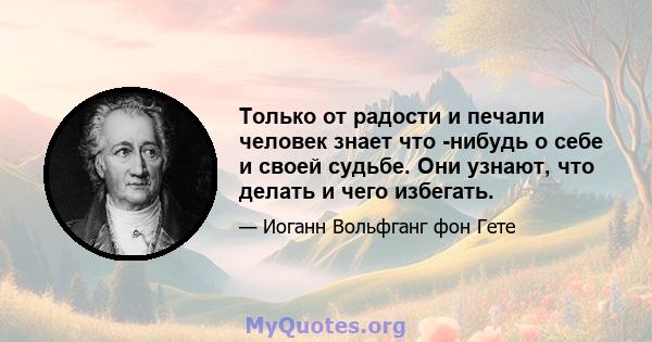 Только от радости и печали человек знает что -нибудь о себе и своей судьбе. Они узнают, что делать и чего избегать.