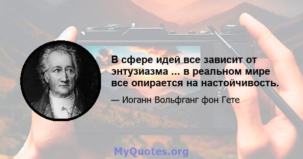 В сфере идей все зависит от энтузиазма ... в реальном мире все опирается на настойчивость.